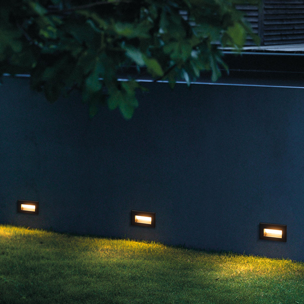 Ray Modern Metal Rectangular Outdoor Deck/Step Light, Black - Neutral Decor