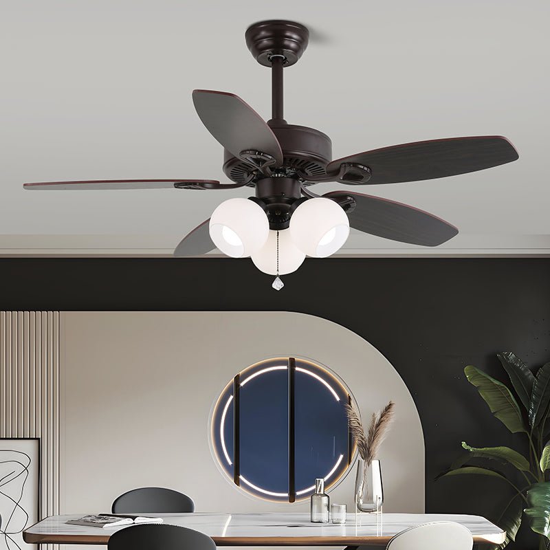 Elvael Classic Wood Glass Ceiling Fan Light
