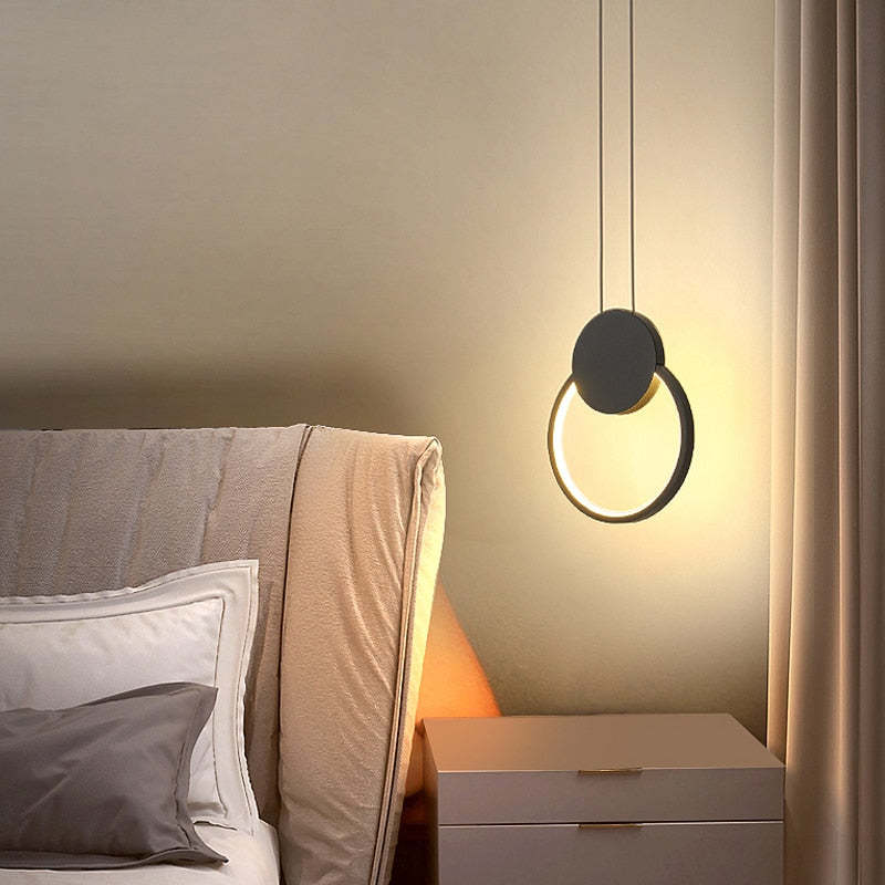 Arisha Modern Minimalist LED Hanging Pendant Lights Black White Bedroom - Neutral Decor
