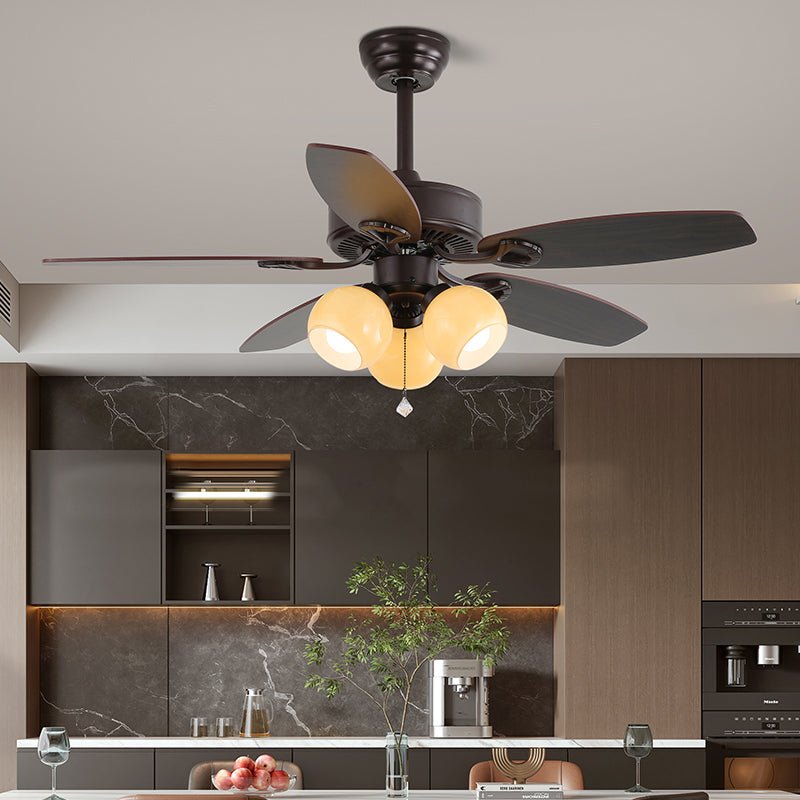 Elvael Classic Wood Glass Ceiling Fan Light