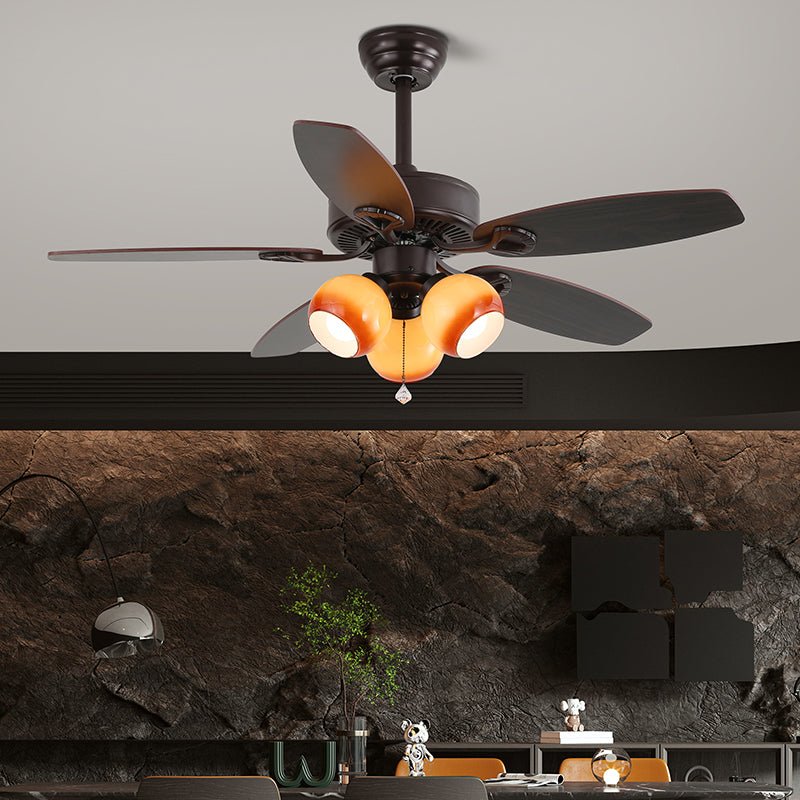 Elvael Classic Wood Glass Ceiling Fan Light