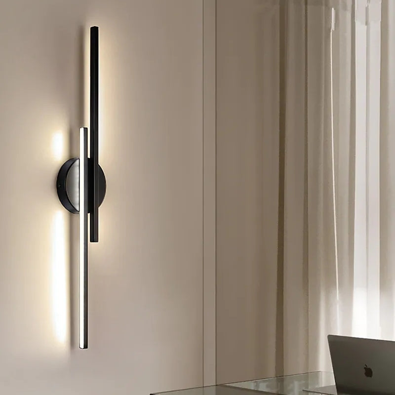 Elgo Modern Nordic Disc/Linear Metal LED Wall Lamp, Black/White - Neutral Decor