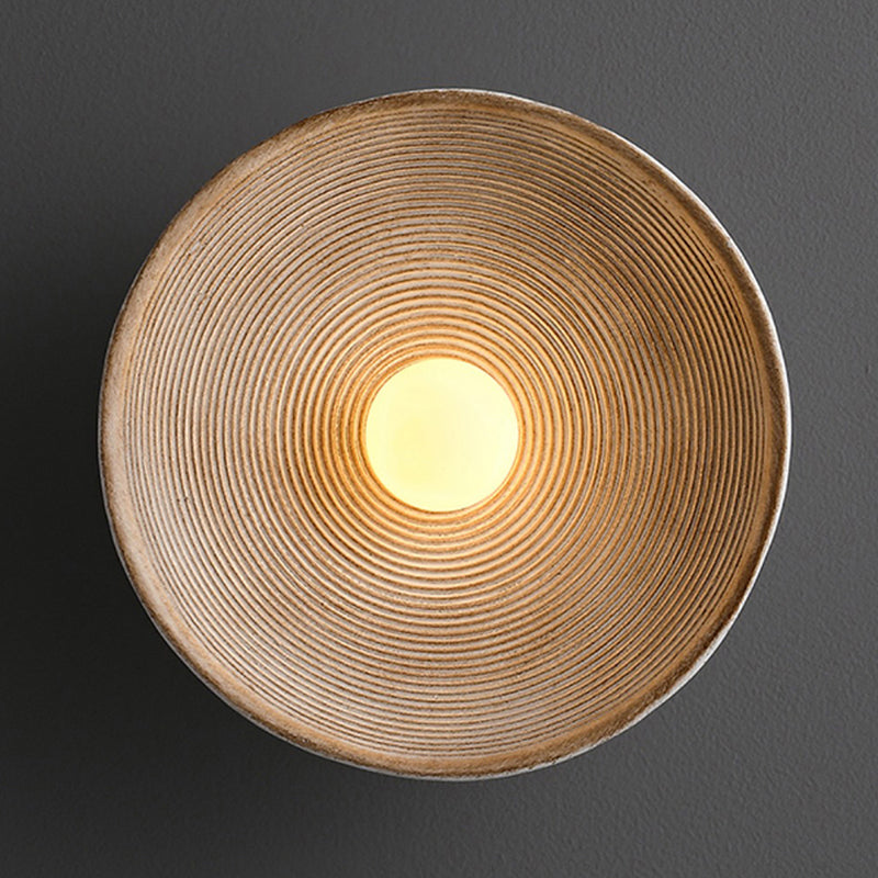 Aria Modern Round Indoor Wall Lamp Wood Bedroom Living Room - Neutral Decor