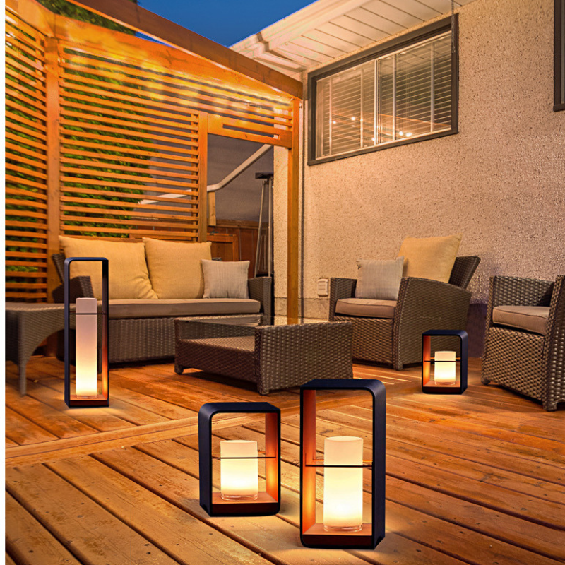 Ray Minimalist Cuboid Candle Outdoor Floor Lamp Garden - Neutral Decor