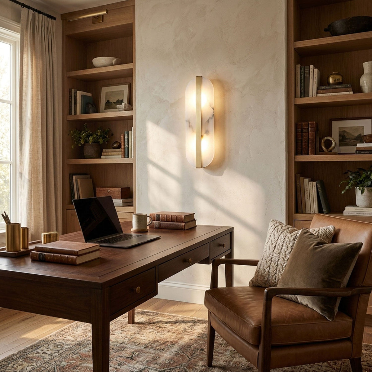 Fioraview Long Ellipse Alabaster Indoor Wall Light