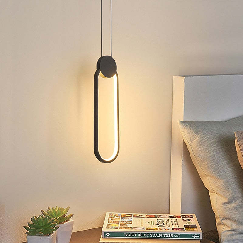 Arisha Modern Minimalist LED Hanging Pendant Lights Black White Bedroom - Neutral Decor