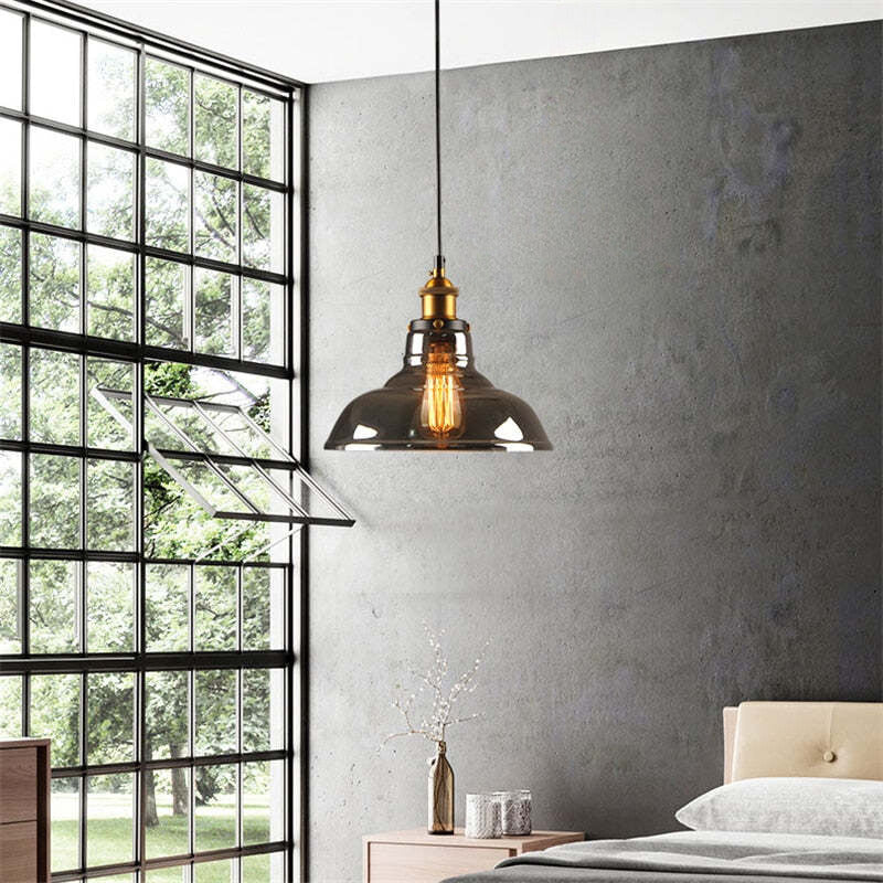 Arisha Industrial /Glass Pendant Light Dining Room - Neutral Decor