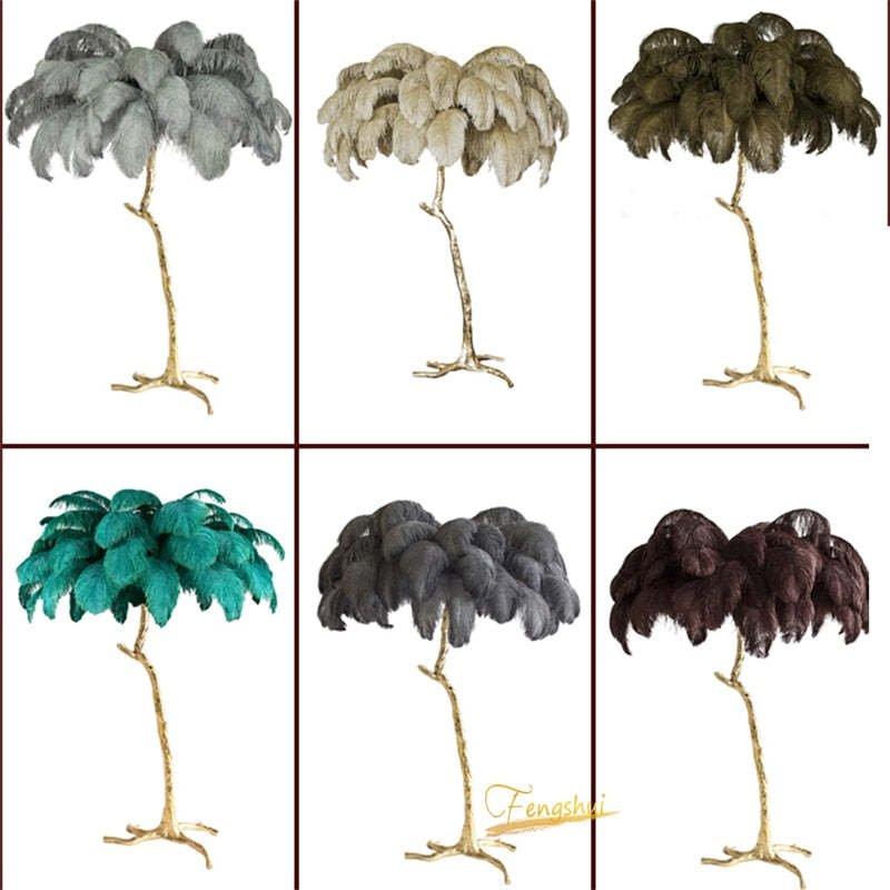 O'Moore Nordic Luxury Unique Ostrich Feather Floor Lamp/Table Lamp - Neutral Decor