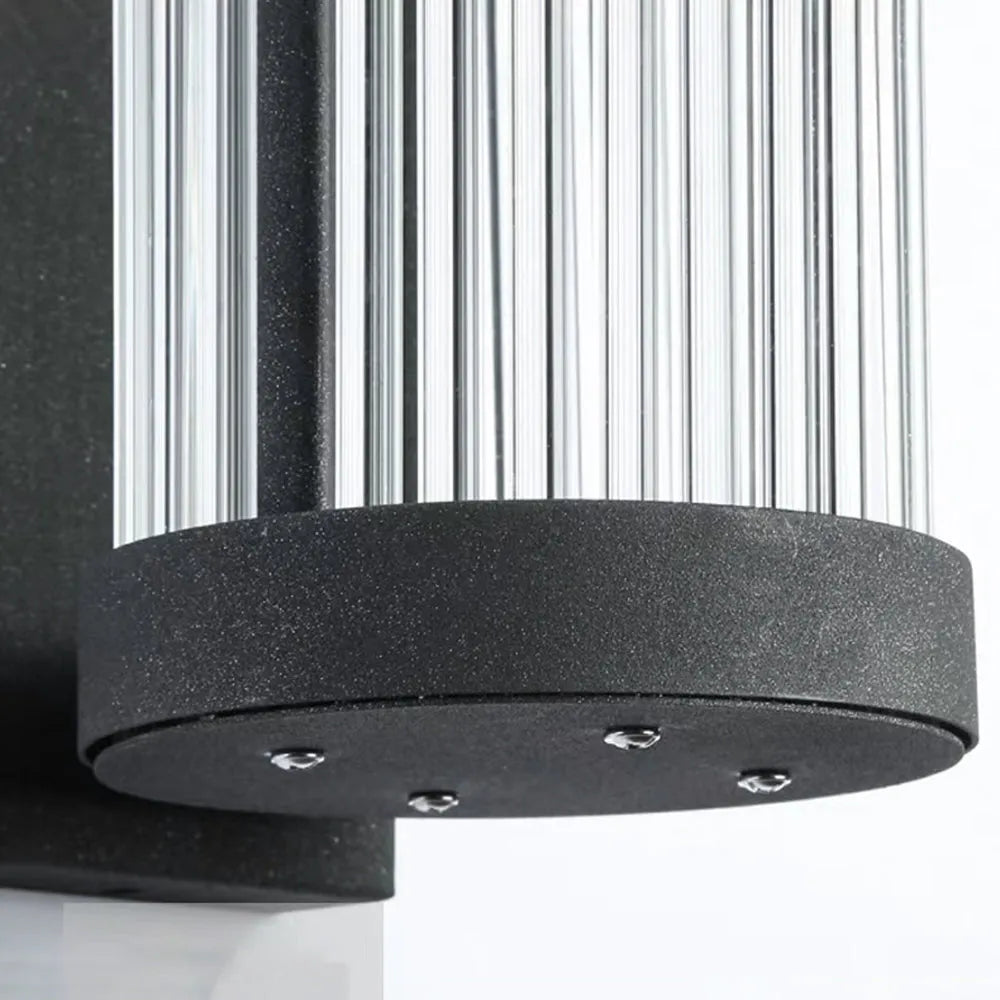 Yoru Modern Semi-Cylindrical Metal/Glass Outdoor Wall Lamp, Black - Neutral Decor