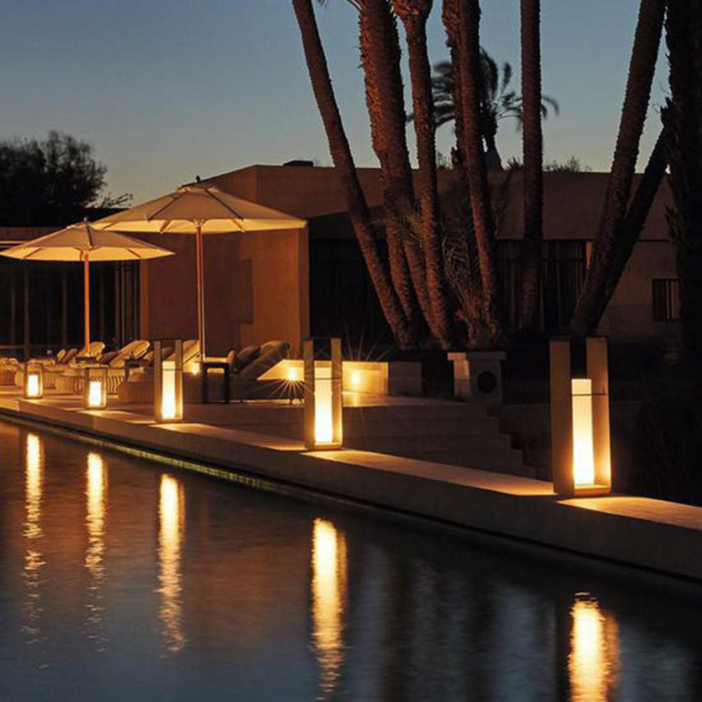 Ray Minimalist Cuboid Candle Outdoor Floor Lamp Garden - Neutral Decor