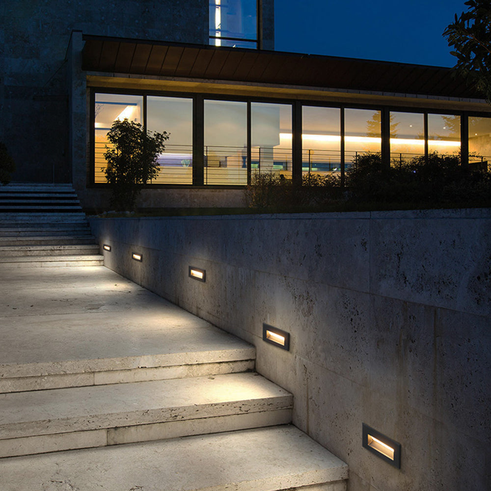 Ray Modern Metal Rectangular Outdoor Deck/Step Light, Black - Neutral Decor