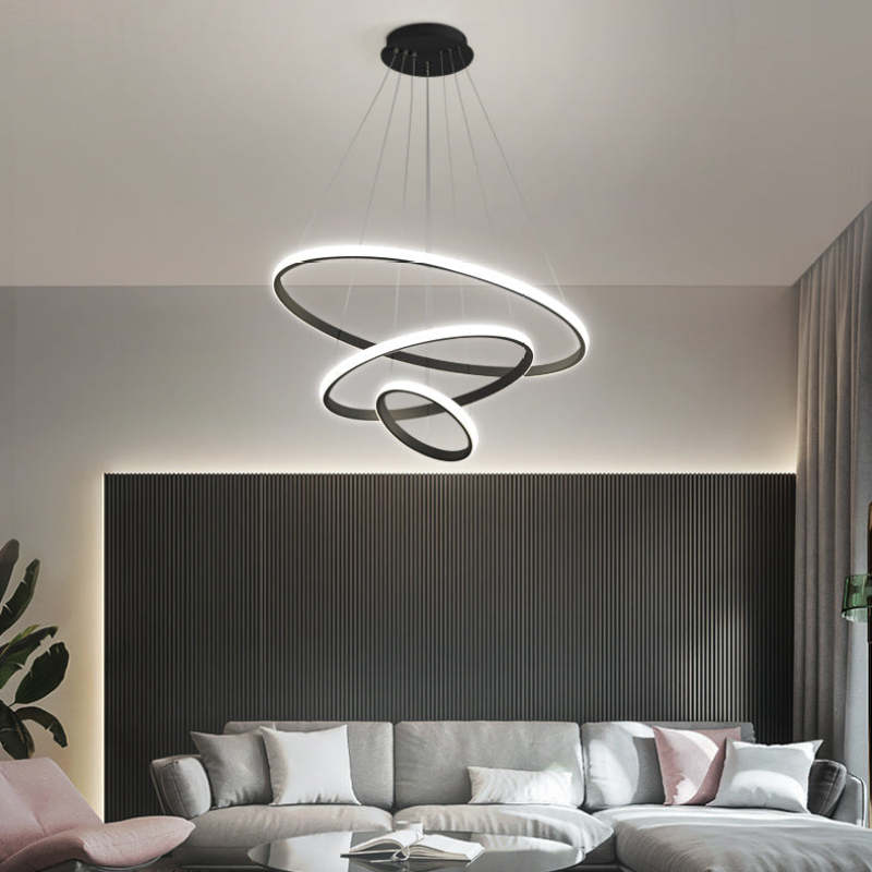 Arisha Modern Ring /Silicon Pendant Light, 2/3/4 Rings - Neutral Decor
