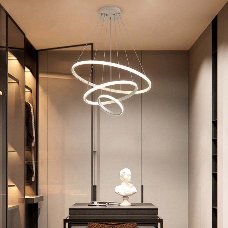Arisha Modern Ring /Silicon Pendant Light, 2/3/4 Rings - Neutral Decor