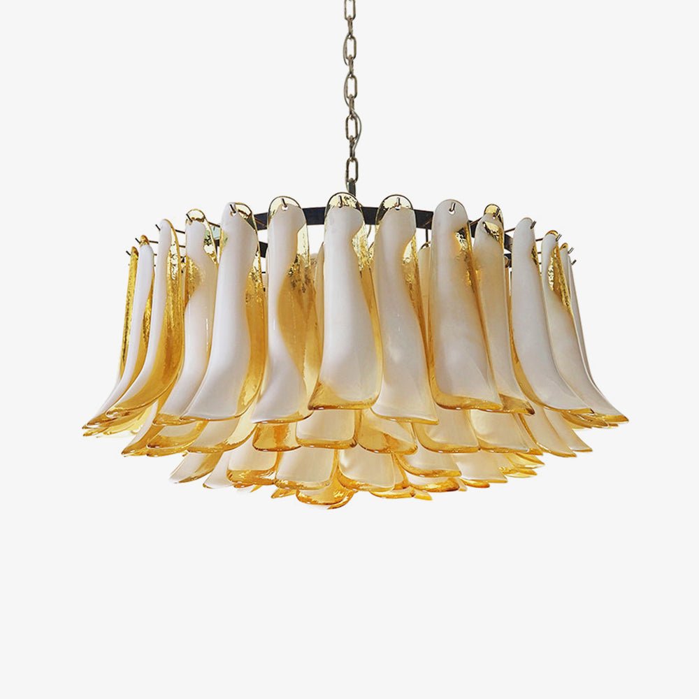 Equvel Chandelier Amber Murano Glass Petal Elegant