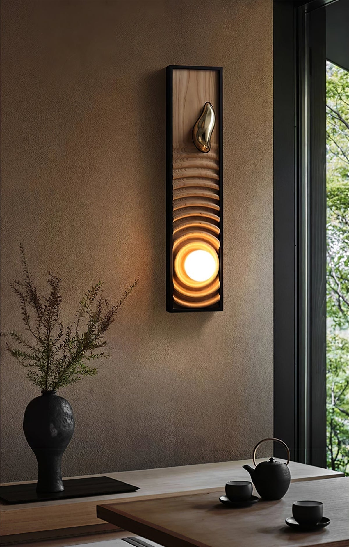 Caleb Vintage Wood Wall Lamp