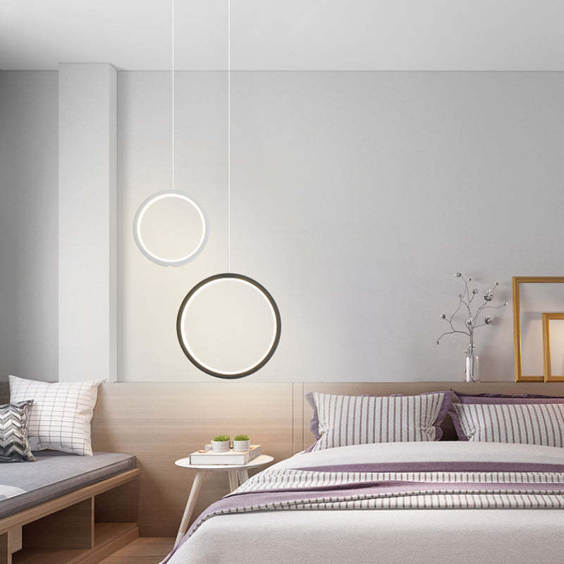 Arisha Modern Minimalist LED Hanging Pendant Lights Black White Bedroom - Neutral Decor