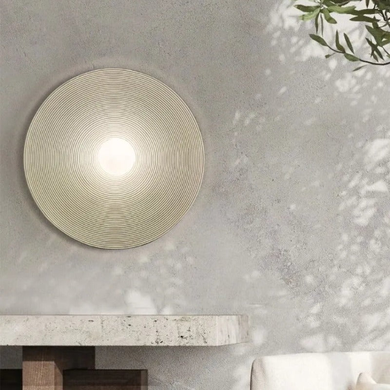 Aria Modern Round Indoor Wall Lamp Wood Bedroom Living Room - Neutral Decor