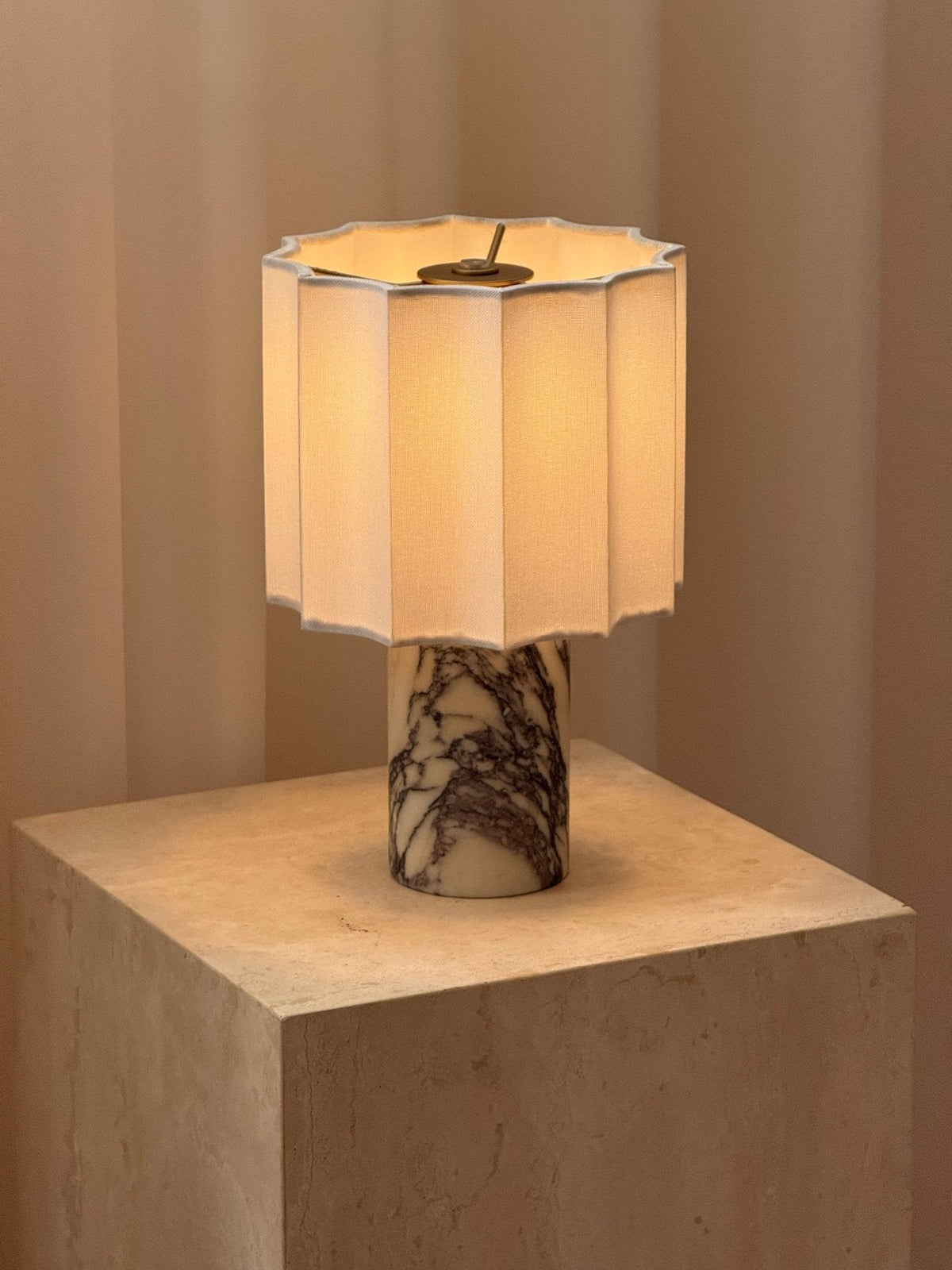 Serenity Pleated Fabric & Marble Table Lamp