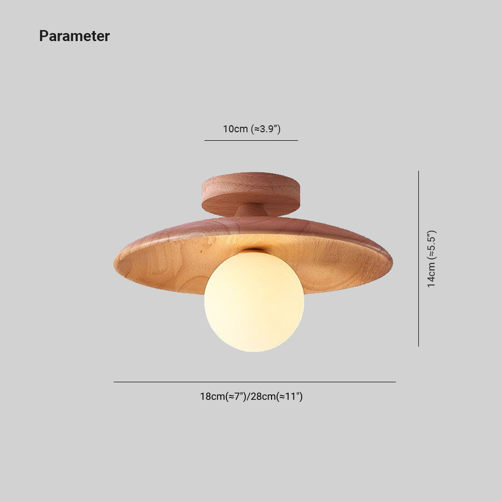 Arisha Modern Round Flush Mount Ceiling Light Wood Walnut Bedroom - Neutral Decor