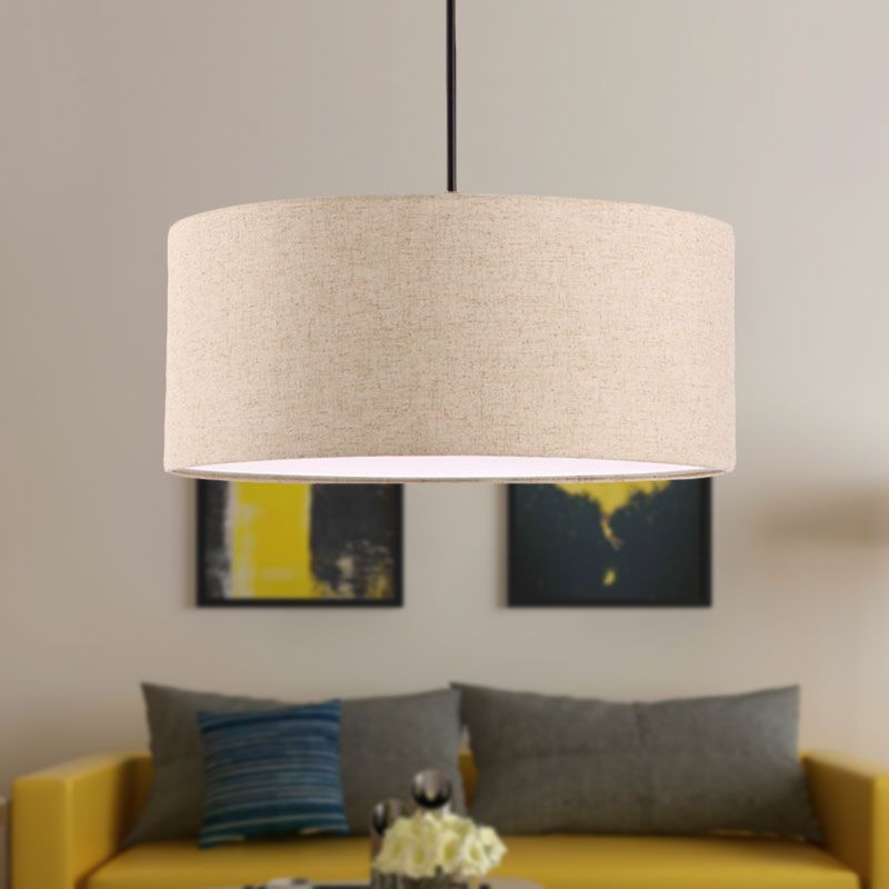 Ritta Modern Fabric Drum Pendant Light Fabric Farmhouse - Neutral Decor