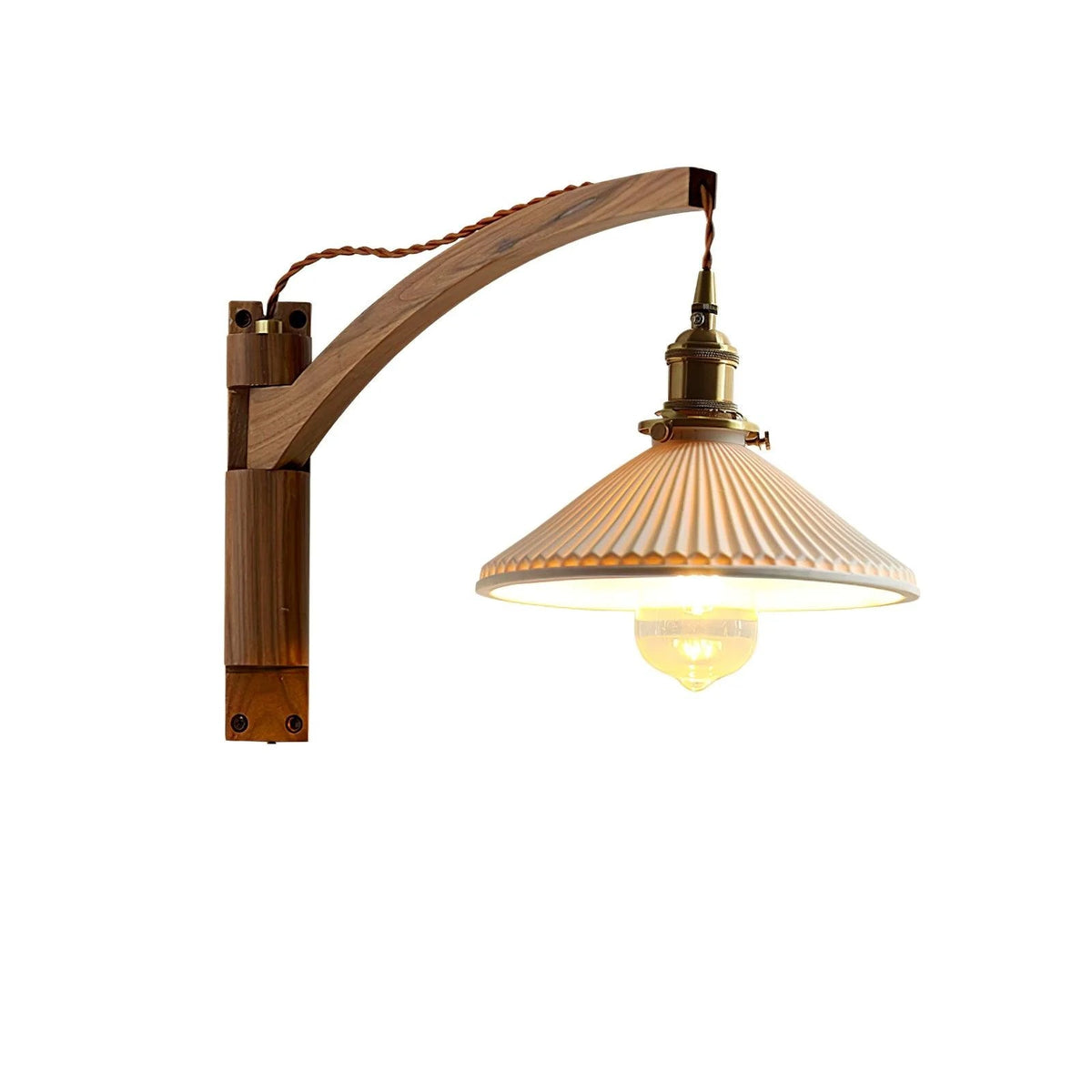 Esviel Nordic Art Swing Arm Walnut Ceramic Wall Light