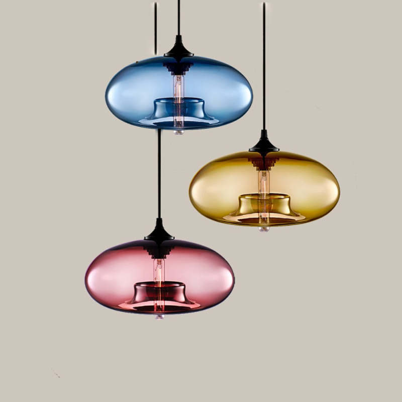 Valentina Modern Bread Shaped Glass Pendant Light 6 Color Living Room - Neutral Decor