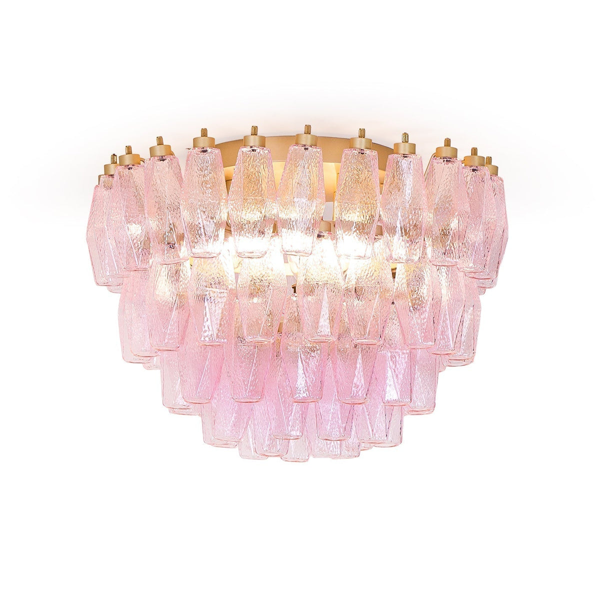 Celelaya Ceiling Lamp Poliedri Pink Murano Glass Layered Flush Mount