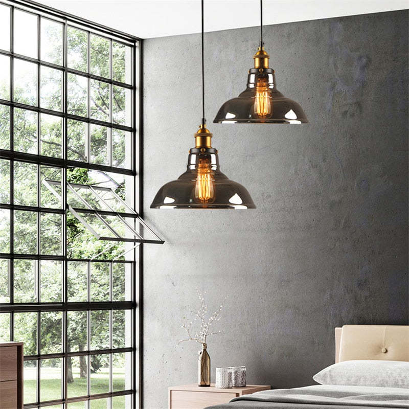 Arisha Industrial /Glass Pendant Light Dining Room - Neutral Decor