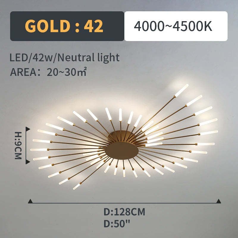 Wesley Flush-Mount Ceiling Light Fireworks, Black/Gold - Neutral Decor