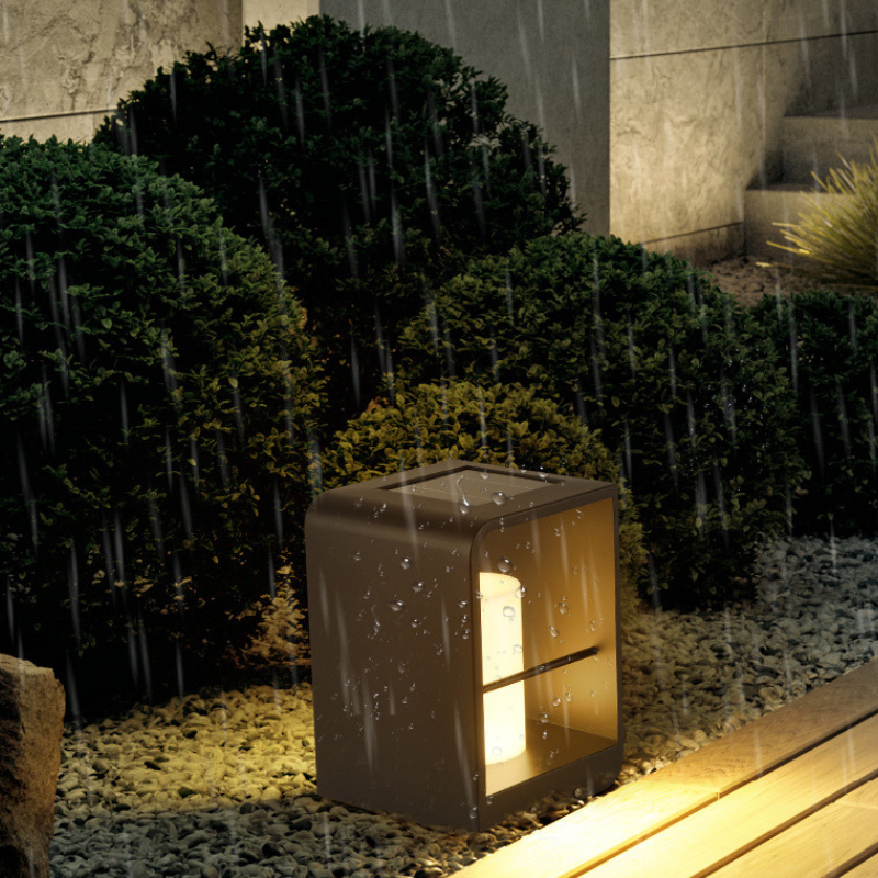 Ray Minimalist Cuboid Candle Outdoor Floor Lamp Garden - Neutral Decor