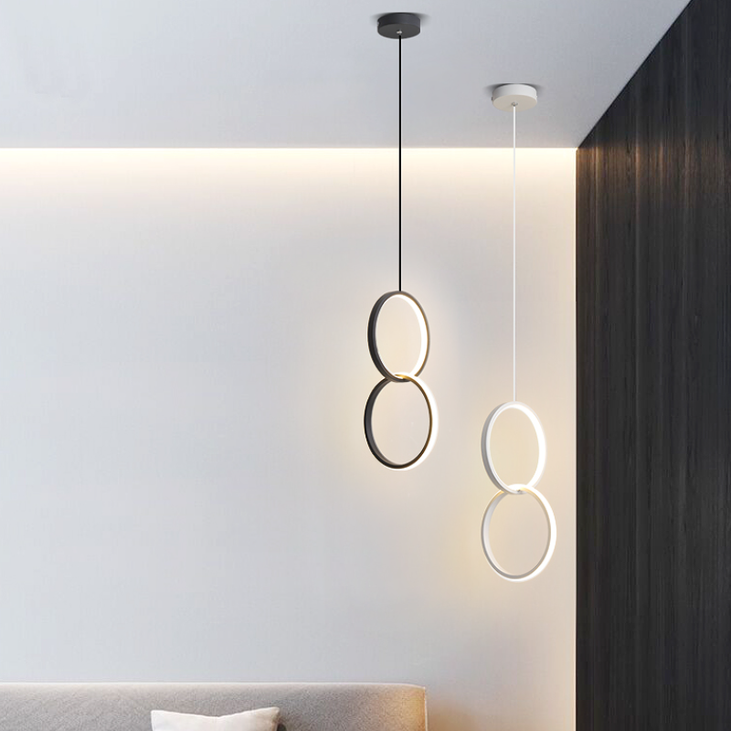 Arisha Modern Minimalist LED Hanging Pendant Lights Black White Bedroom - Neutral Decor