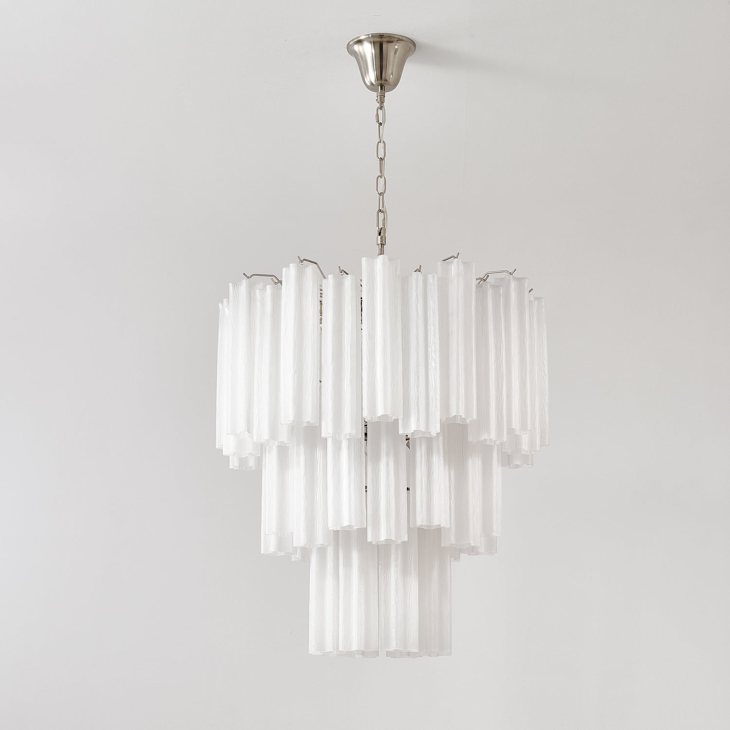 Lioreissa Chandelier Frosted Glass Tubes Layered Minimalist
