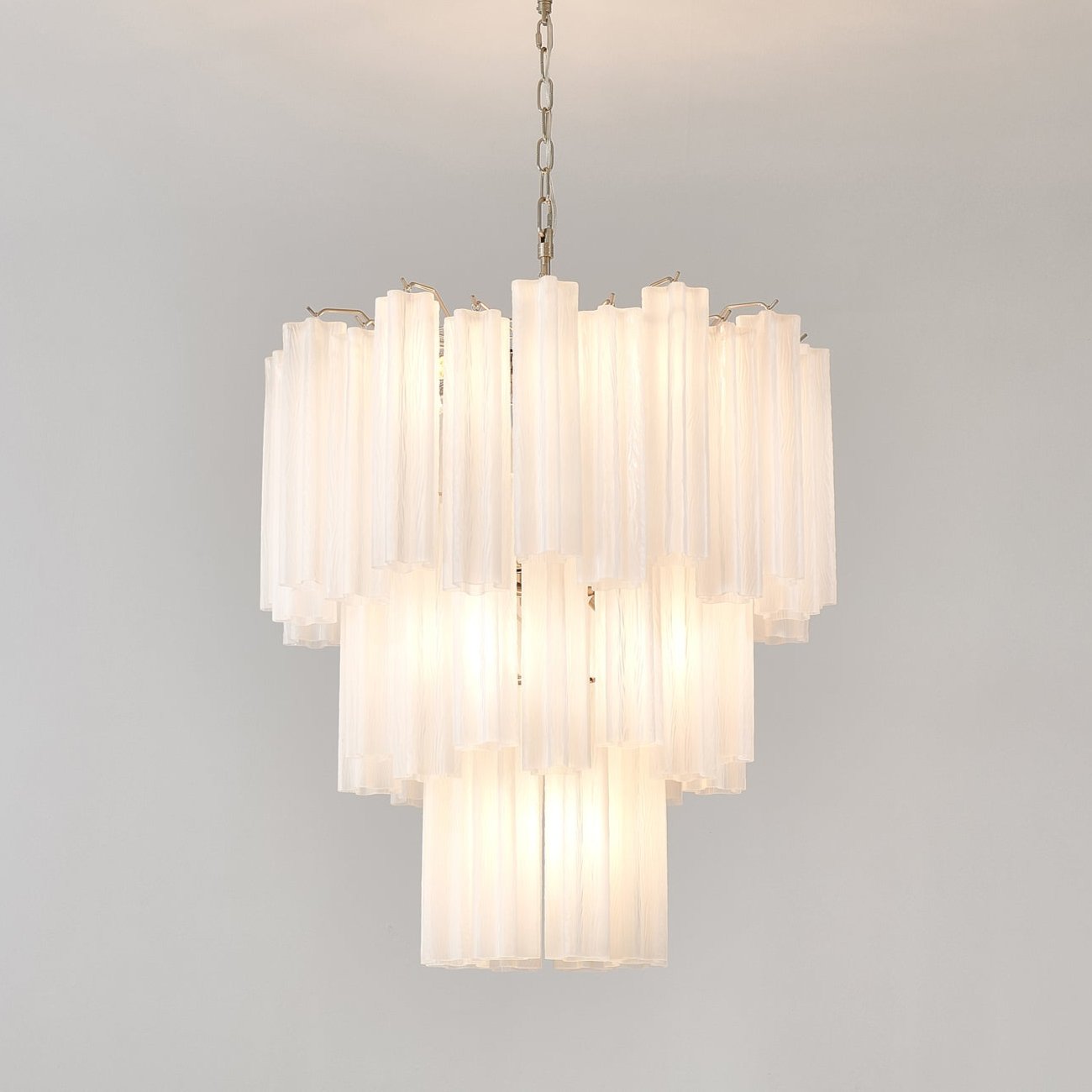 Lioreissa Chandelier Frosted Glass Tubes Layered Minimalist