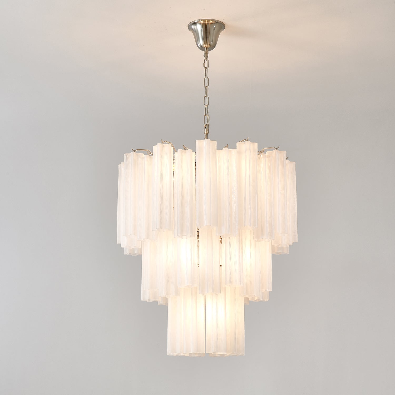 Lioreissa Chandelier Frosted Glass Tubes Layered Minimalist