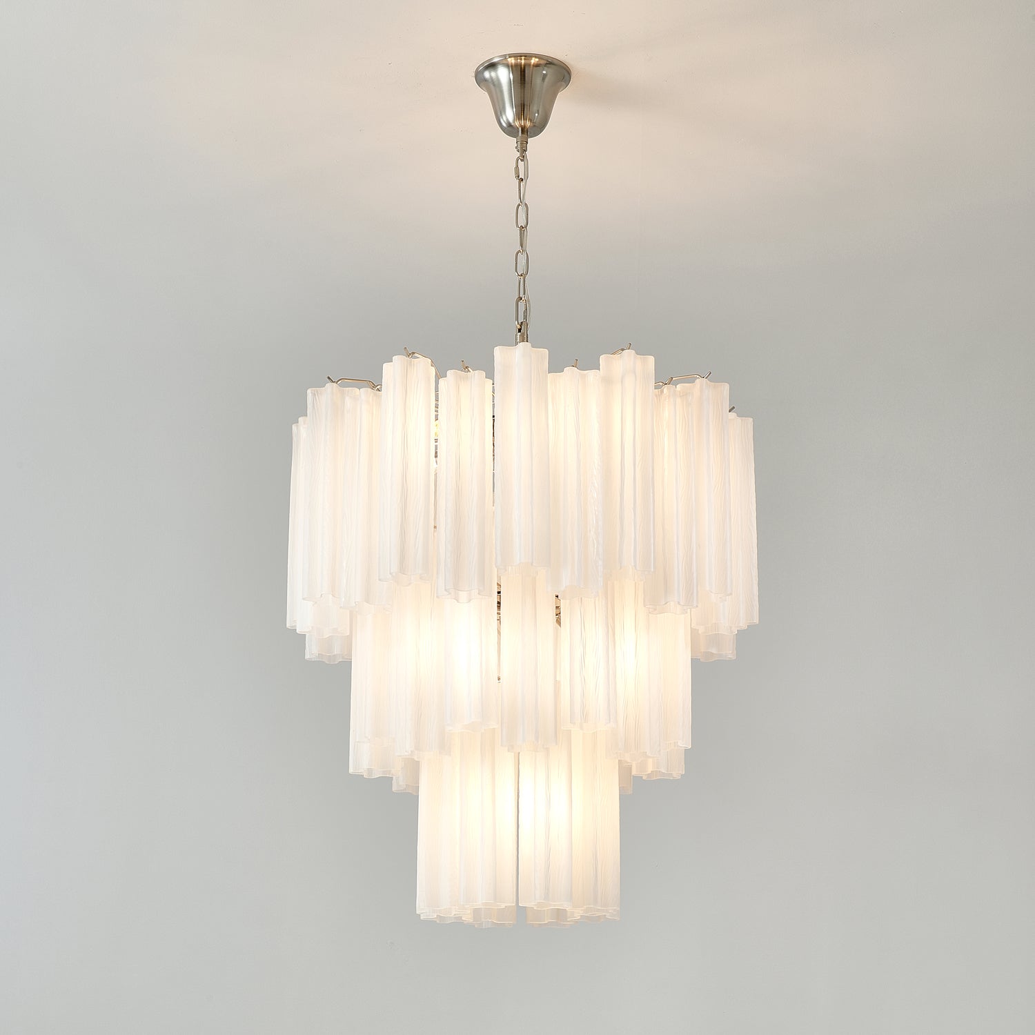 Lioreissa Chandelier Frosted Glass Tubes Layered Minimalist