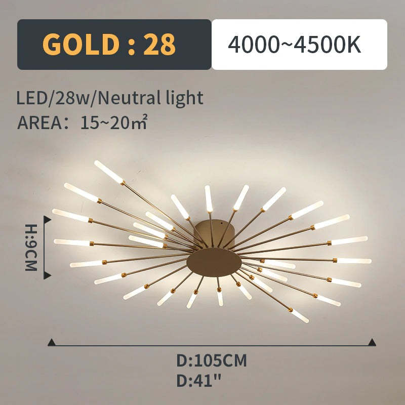 Wesley Flush-Mount Ceiling Light Fireworks, Black/Gold - Neutral Decor