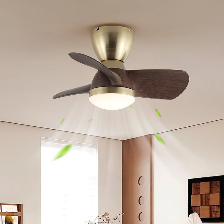 Aldiian Minimalist Brass Wood Ceiling Fan Light
