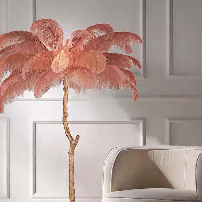 O'Moore Nordic Luxury Unique Ostrich Feather Floor Lamp/Table Lamp - Neutral Decor