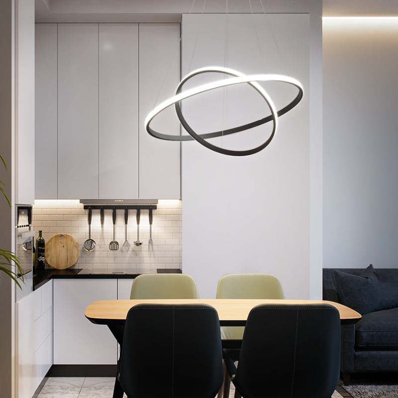 Arisha Modern Ring /Silicon Pendant Light, 2/3/4 Rings - Neutral Decor