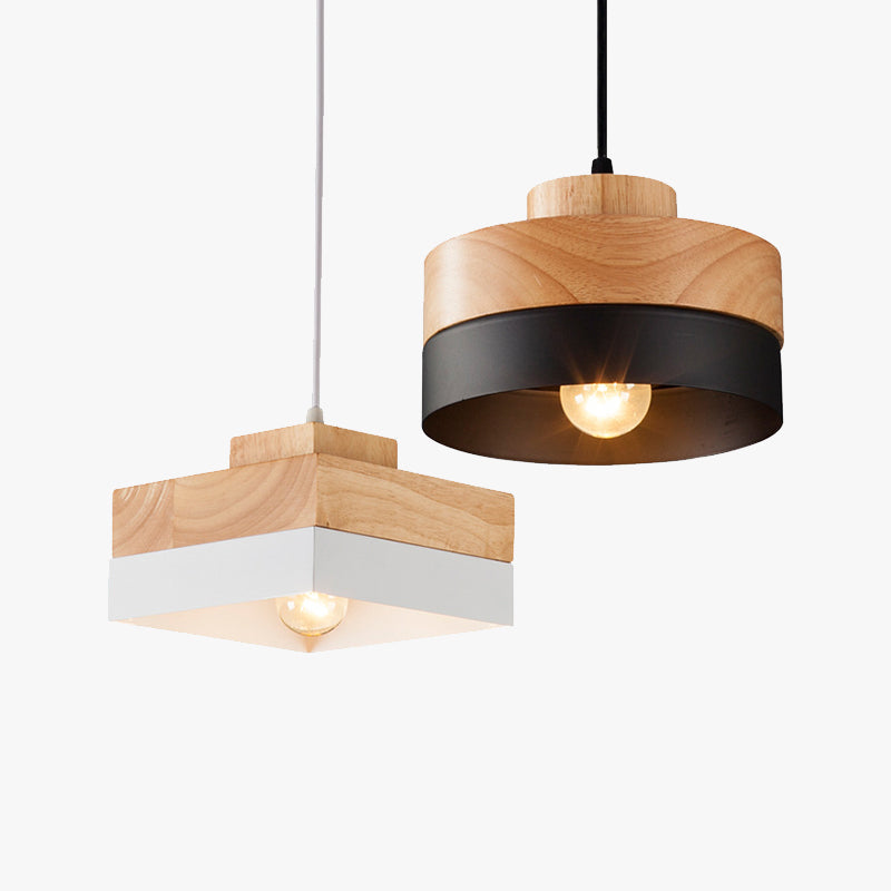 Valentina Modern Square Round Pendant Light Wood Living Room - Neutral Decor