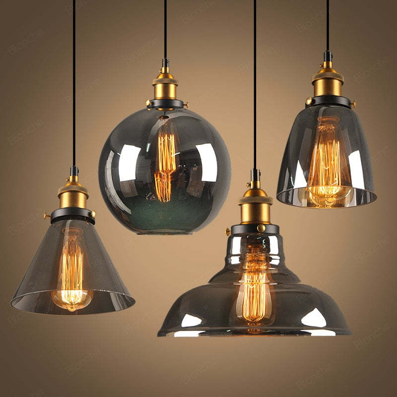Arisha Industrial /Glass Pendant Light Dining Room - Neutral Decor