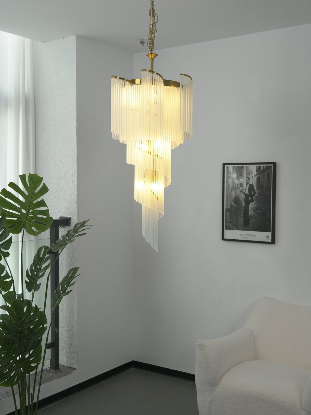 Daxv Ornate Spiral Cascade Glass Chandelier
