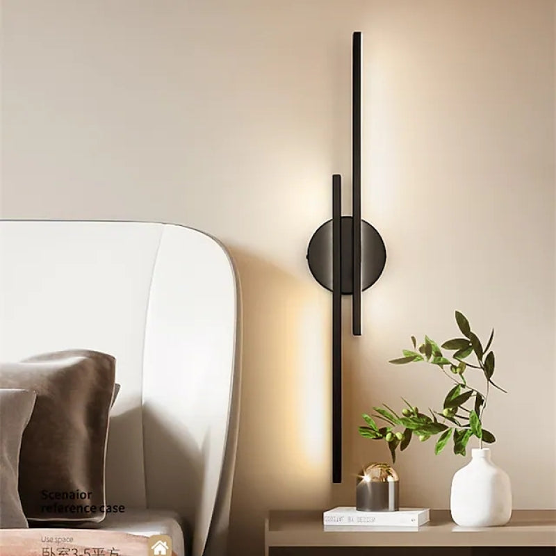 Elgo Modern Nordic Disc/Linear Metal LED Wall Lamp, Black/White - Neutral Decor