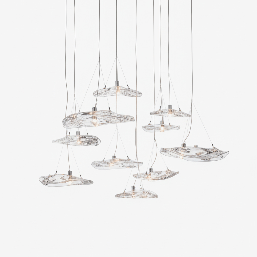 Glacial Float Cascade  Glass Chandelier