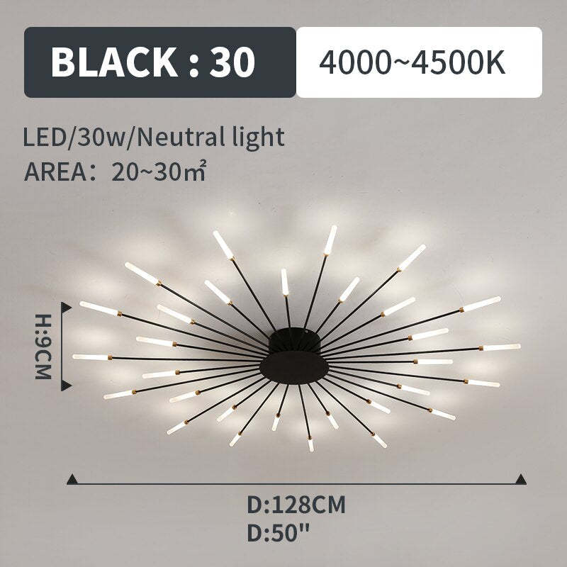 Wesley Flush-Mount Ceiling Light Fireworks, Black/Gold - Neutral Decor