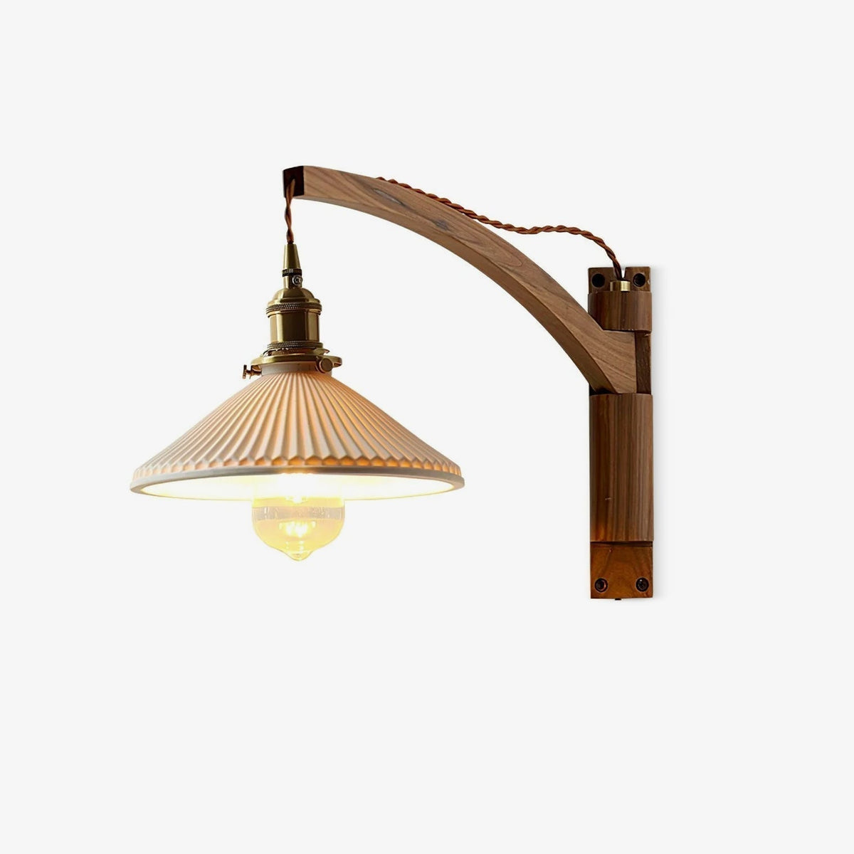 Esviel Nordic Art Swing Arm Walnut Ceramic Wall Light