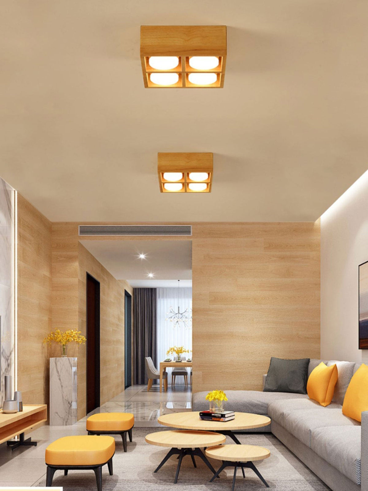 Eliza Minimalist Wood Ceiling Light