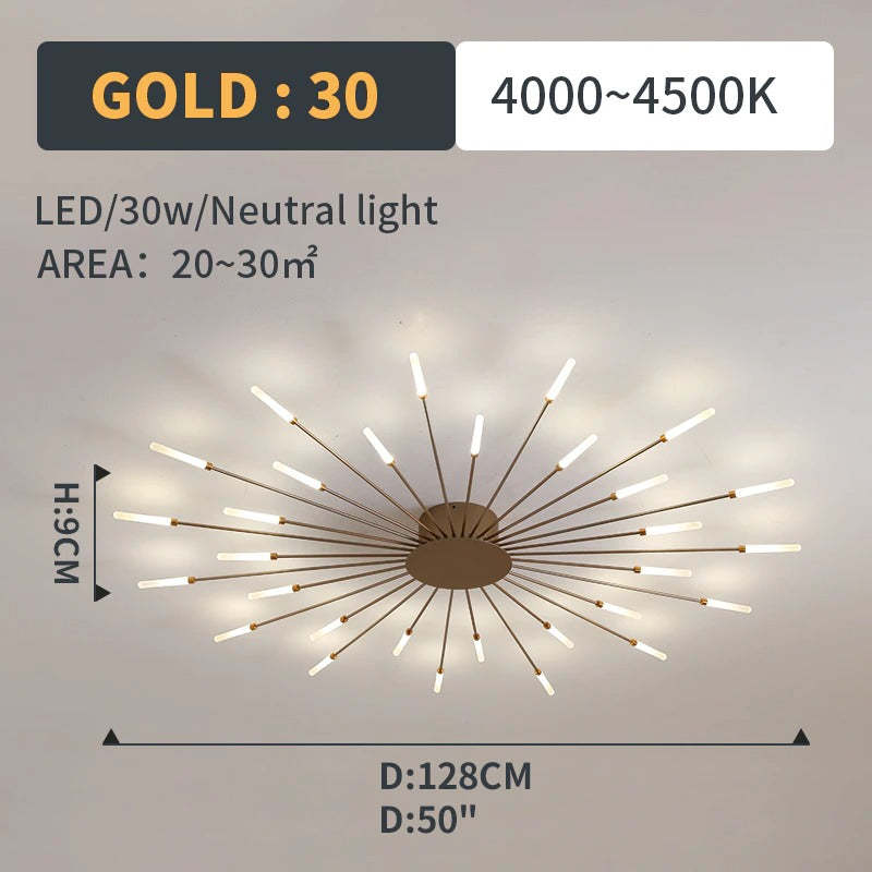 Wesley Flush-Mount Ceiling Light Fireworks, Black/Gold - Neutral Decor