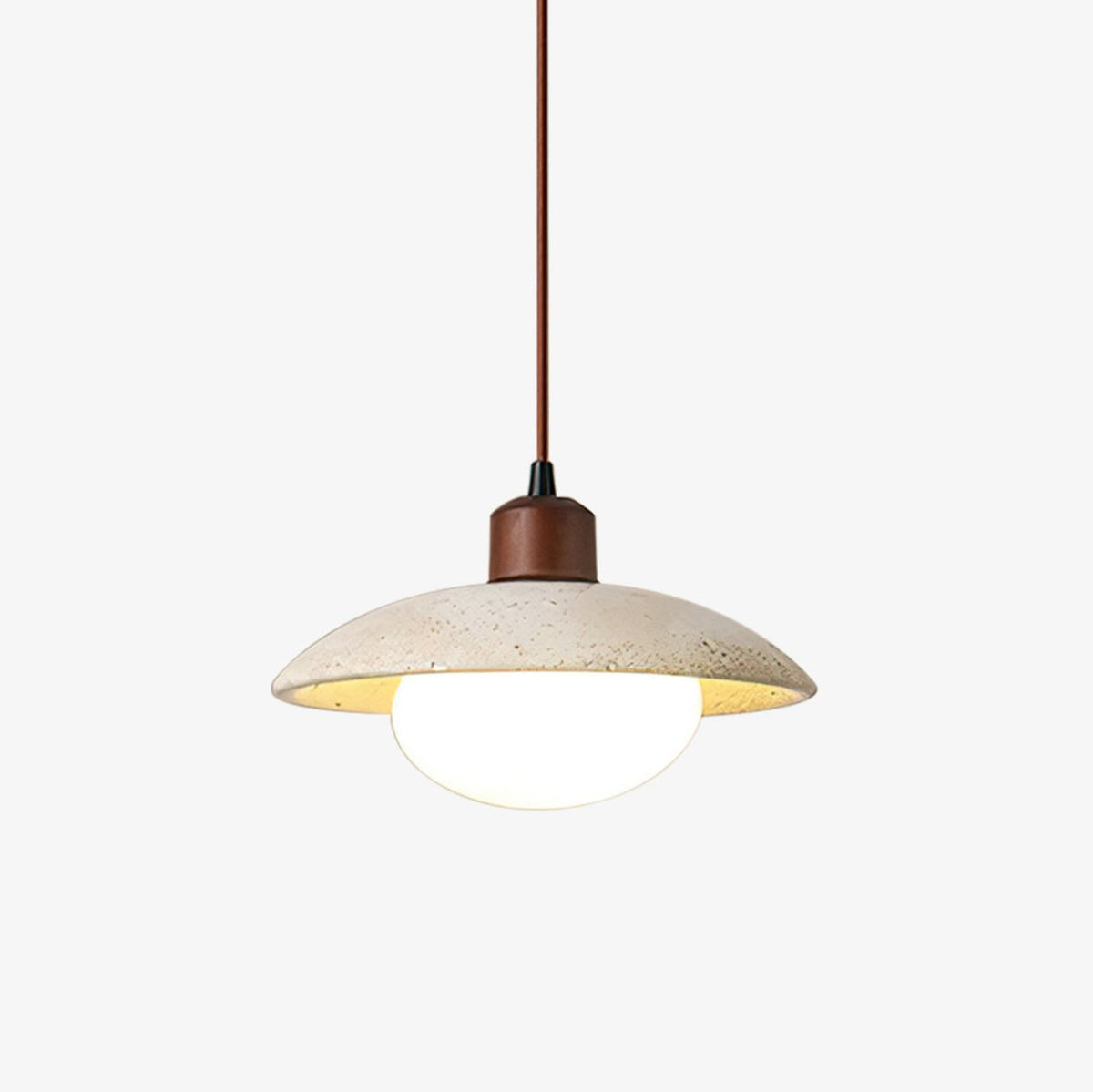 Delora Dome-Shade Travertine Pendant Light