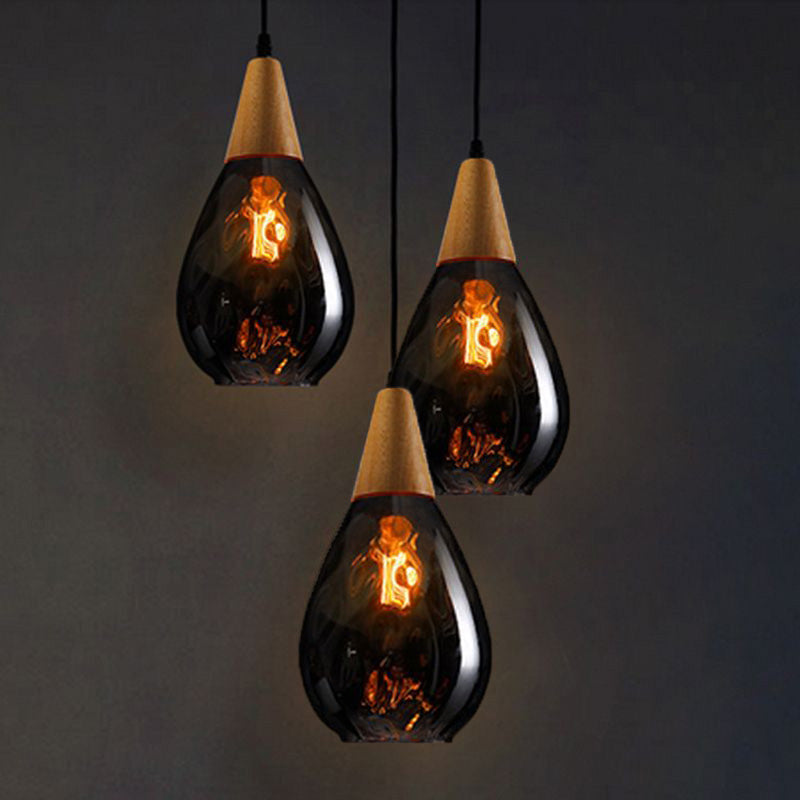 Avi Vintage Teardrop Pendant Light, Glass/Wood - Neutral Decor